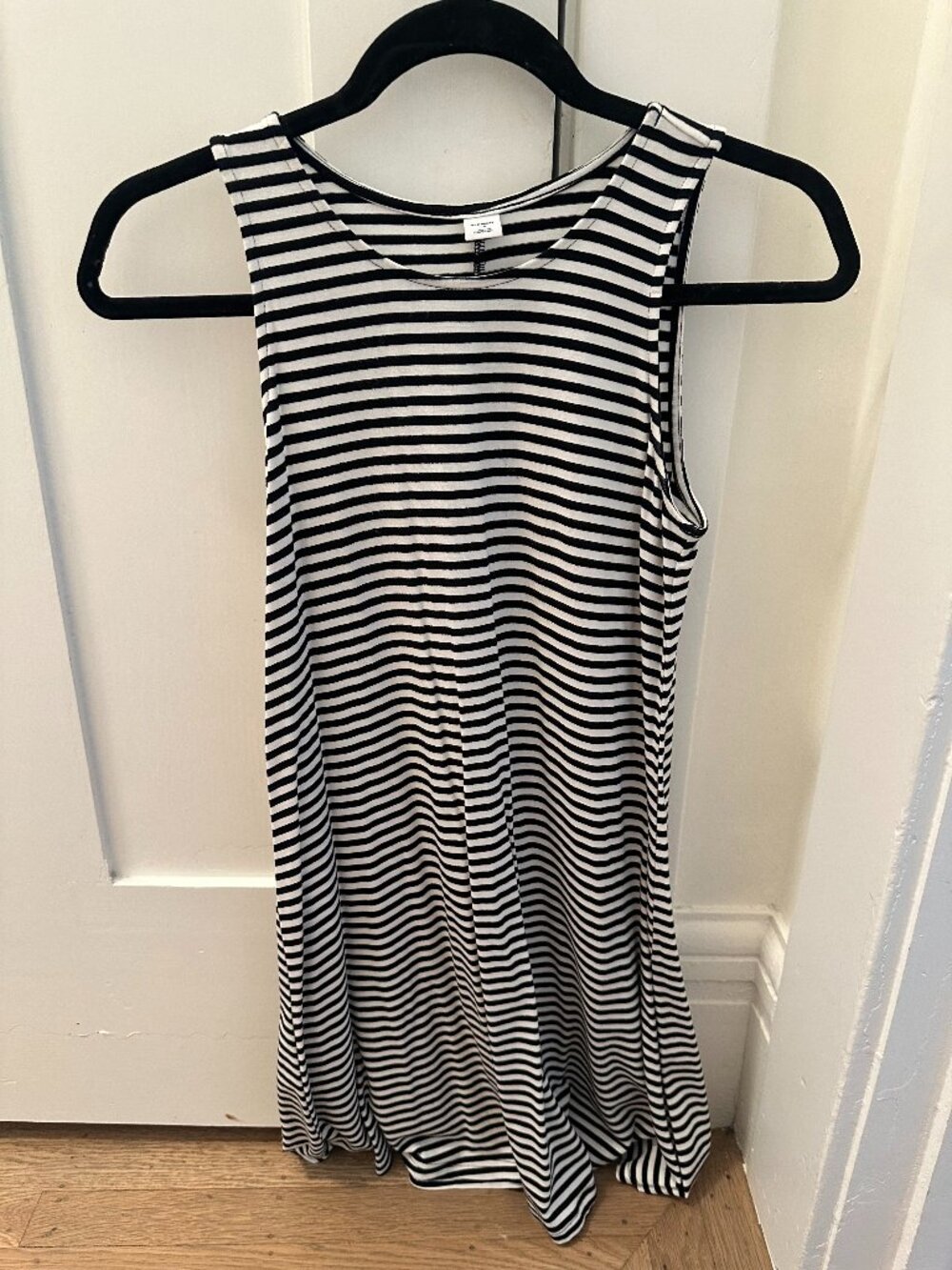 Old Navy Navy Black/White Striped Sleeveless Jersey Swing Dress - Size XS Petit